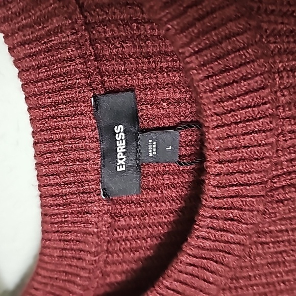 Express NWT Soft Ribbed Puff Sleeve Girly Warm Brown Sweater Top Large - Picture 4 of 7